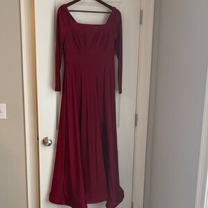 Chic Long Sleeve Burgundy Dress